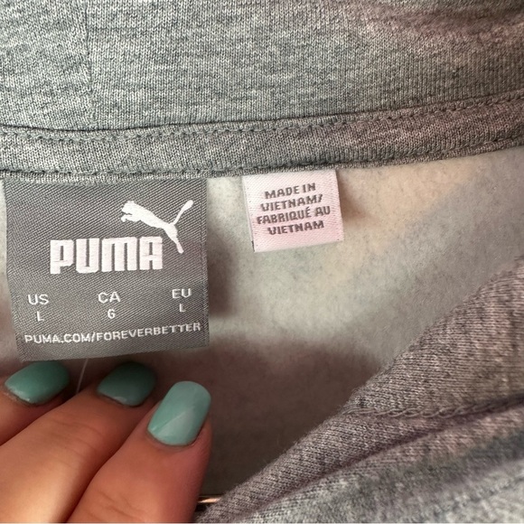 NWT Puma Gray fleece unify hoodie Sweatshirt Athletic Style sz mens large - Picture 4 of 7